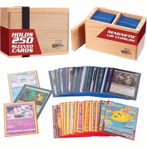 Monster Wooden Double Deck Box- Premium Holds 250 Sleeved Cards- Compatible with Yugioh, Magic The Gathering, Sport Cards Trading Game, Gift - 1 of 4