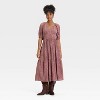 Women's Puff Elbow Sleeve Printed Maxi A-Line Dress - Universal Thread™ Mauve - 3 of 3