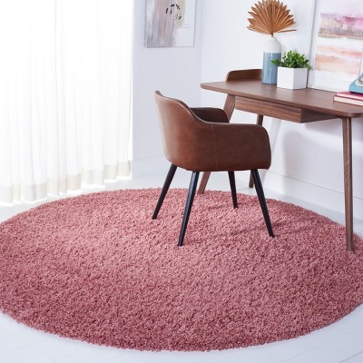Venus Pink Round Shag Area Rug, 6'7" Synthetic