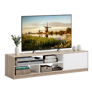 Costway 63'' TV Stand Media Entertainment Center Console w/ Pop-up Door & Open Shelves - 1 of 4