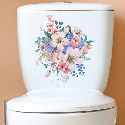 Flower toilet seat cover sticker self-adhesive bathroom wall sticker toilet seat cover sticker 3D wall decoration 25 * 30cm