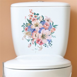 Flower toilet seat cover sticker self-adhesive bathroom wall sticker toilet seat cover sticker 3D wall decoration 25 * 30cm - 1 of 4