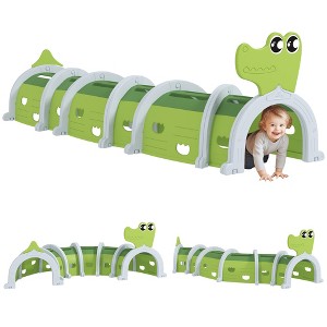 Qaba Kids Play Tunnel, Toddler Tunnel for Kids to Crawl Through, Crocodile Design Kids Tunnel for Indoor or Outdoor Playground, Green - 1 of 4