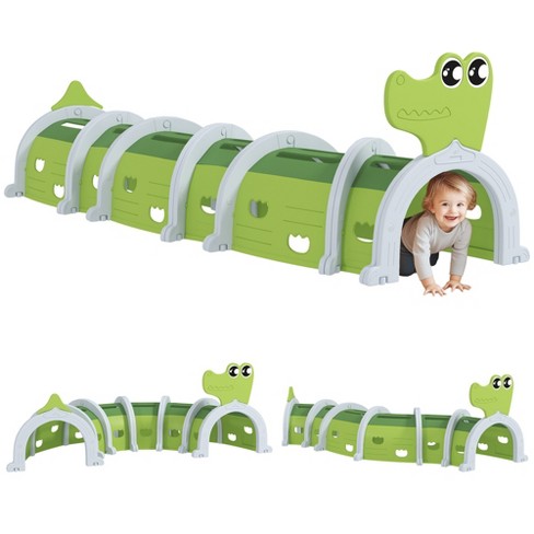 Qaba Kids Play Tunnel, Toddler Tunnel for Kids to Crawl Through, Crocodile Design Kids Tunnel for Indoor or Outdoor Playground, Green - image 1 of 4