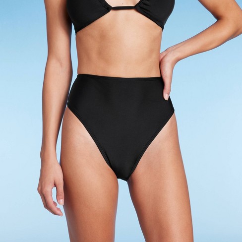 Women's High Leg Cheeky High Waist Bikini Bottom - Wild Fable™ Black :  Target