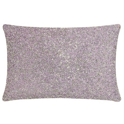 Lavender Velvet Rhinestone Oversize Lumbar Throw Pillow 14x20