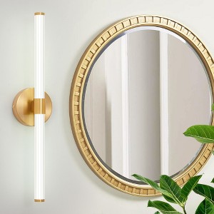 POWLIG 22.44" Gold Modern Dimmable Wall Sconce Strip Mirror Headlights Dresser Light Bar - 1 of 4