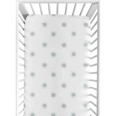 Sweet Jojo Designs Gender Neutral Baby Fitted Crib Sheet Boho Sun White and Blue