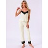 INSPIRE CHIC Women's Loungewear Lace Cami Spaghetti Strap Sleeveless Soft Pants Set with Pockets Cardigan 3 Piece Pajama Set - 2 of 4