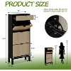 Farmhouse Fluted Shoe Storage Cabinet with 3 Flip Drawers, Slim Freestanding Narrow Shoe Organizer with Metal Legs - 2 of 4