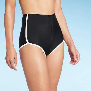 Lands' End Women's UPF 50 Full Coverage Tummy Control High Waist Bikini  Bottom - Black XL