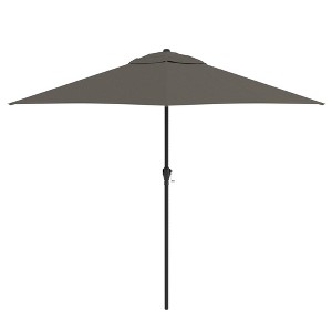 9' x 9' Steel Market Polyester Patio Umbrella with Crank Lift and Push-Button Tilt Taupe - Astella - 1 of 4