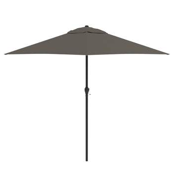 9' x 9' Steel Market Polyester Patio Umbrella with Crank Lift and Push-Button Tilt Taupe - Astella