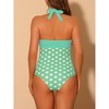 Elerevyo Women's Halterneck Polka Dot Monokini Tummy Control Cut Out String Swimsuit Bathing Suits 1 Pc - 3 of 4