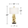 Possini Euro Design Organic Sculpture 29" Tall Modern Glam Luxury End Table Lamp Gold Finish Single White Shade Living Room Bedroom Bedside Nightstand - 4 of 4