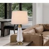 Cal Lighting Belville 100W Glass Table lamp with Taper Drum hardback Fabric Shade. Priced and Sold as Pairs - 4 of 4