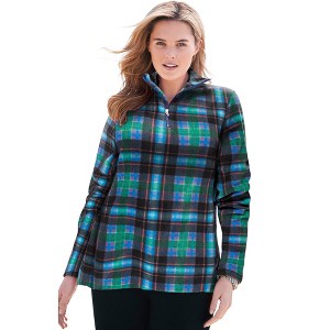 Woman Within Microfleece Quarter-Zip Pullover - 1 of 4