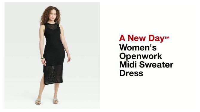 Women's Openwork Midi Sweater Dress - A New Day™, 2 of 5, play video