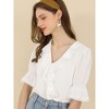 INSPIRE CHIC Women's Ruffle V Neck Puff Sleeve Summer Casual Chiffon Peasant Top - 2 of 4