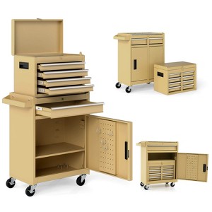 Costway 5-Drawer Rolling Tool Chest Cabinet Metal Tool Storage Box Lockable with Wheels Black/Red/Gray/Orange/Green/Yellow - 1 of 4