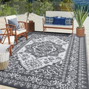Patio Outdoor Rug, Waterproof Reversible Plastic Straw Rugs, Outside Carpet RV Mat for Patio Camp Balcony Deck Picnic - 1 of 4