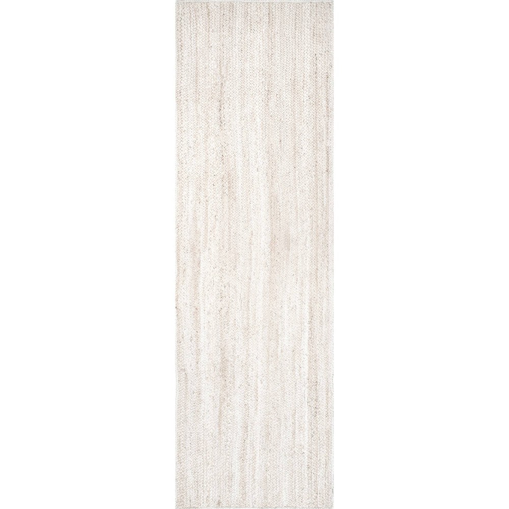 2'6inx8' Runner Hand Woven Rigo Jute Area Rug Off White - nuLOOM