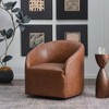 KINWELL 32"W 100% Top Grain Genuine Leather Swivel Barrel Armchair - 2 of 4