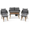 Kiki 6-Piece Woven Rope Patio Conversation Set with Acacia Wood Cool Bar Table, Outdoor Furniture with 2 Stools - Maison Boucle - 4 of 4