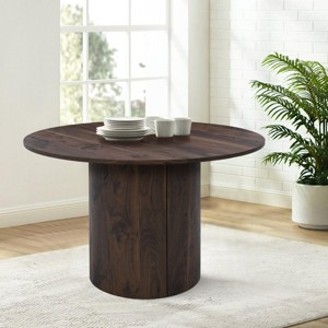 Dwen 46'' KD Manufactured Wood Foild with Grain Paper Round Top Pedestal Dining Table-Maison Boucle - 1 of 4