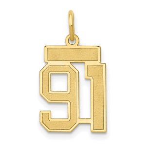 Black Bow Jewelry 14k Yellow Gold, Jersey Collection, Small Number 91 Pendant - 1 of 4