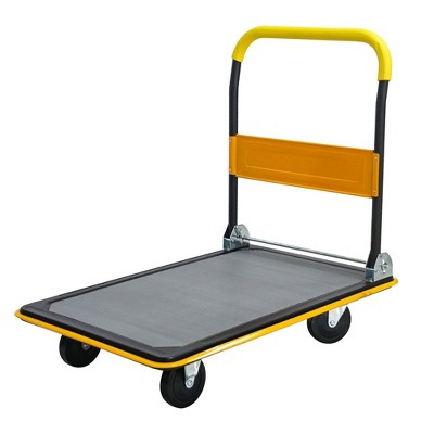 NAYSAYE Foldable Platform Dolly Heavy Duty Flatbed Cart with Swivel Wheels and Anti Slip Plate for Loading and Storage, Yellow, 35.43"*23.62"*34.25"