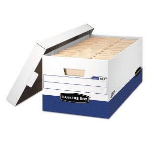 Bankers Box PRESTO Heavy-Duty Storage Boxes, Letter Files, 13" x 25.38" x 10.5", White/Blue, 12/Carton - 1 of 4