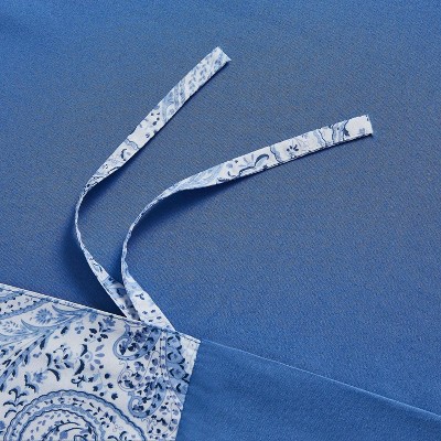 Paisley Blue Twin Microfiber Duvet Cover Set with Pillow Shams