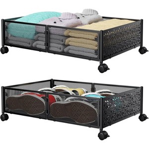 Under Bed Storage with Wheels, Tool-Free Assembly Metal Roll-Out Drawers for Shoes, Clothes & Blankets, Space-Saving Organizer - 1 of 4