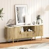 70"Fluted TV Stand for TVs Up to 80", Media Console with Faux Marble Top, Sliding Curved Doors & Adjustable Shelves - 3 of 4