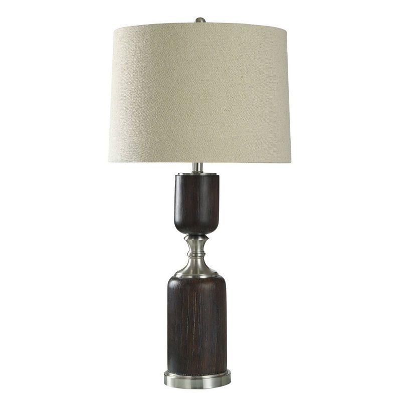 Mid-Century Modern Design with Faux Wood Finish Table Lamp Silver - StyleCraft, 3 of 7