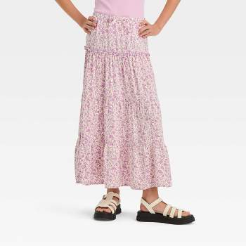 Girls' Tiered Woven Maxi Skirt - art class™