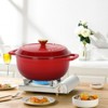 Sevobal Pots and Pans Cast Iron 7.5qt Cooking Pot Dutch Oven Pot for Bread Baking, Cooking Enamel Pot Round Dutch Oven, Red, 15"*11.4"*5.1" - 3 of 4