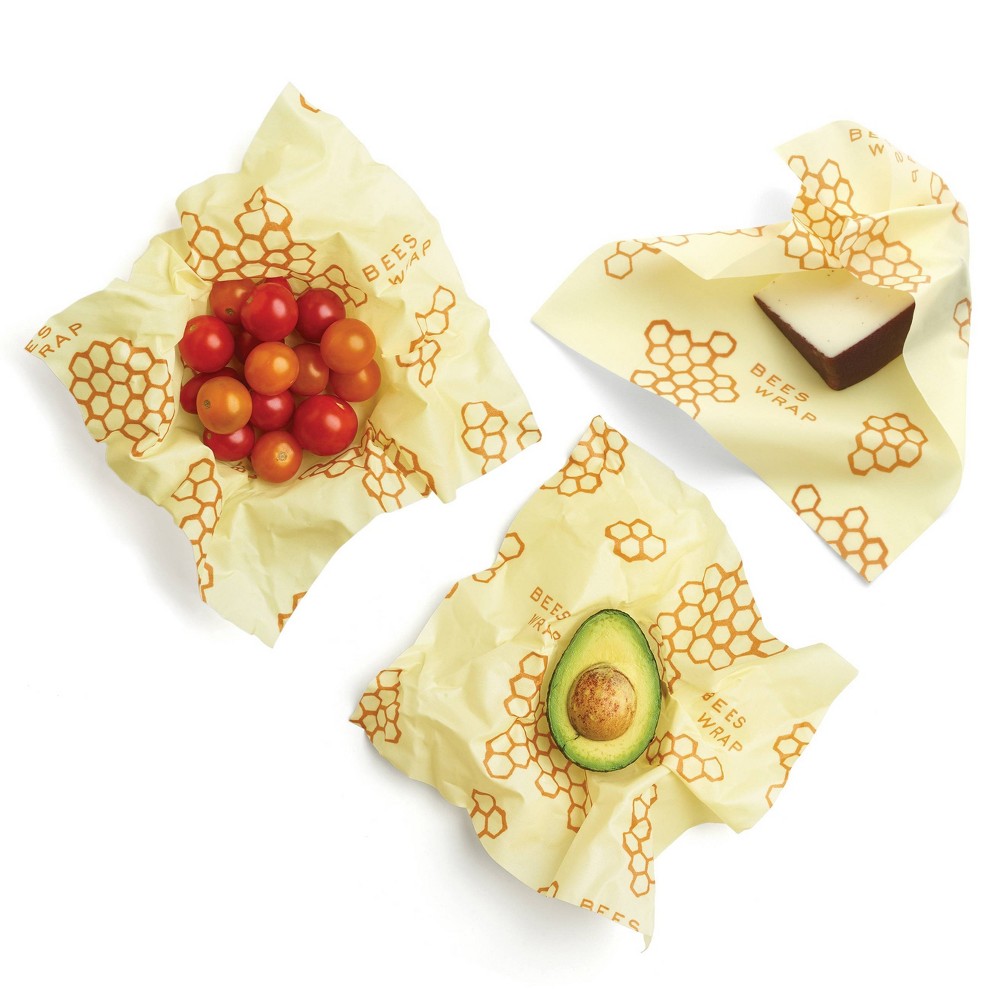 Bee&#039;s Wrap Medium 3pk Eco Friendly Reusable Food Wraps Sustainable Plastic Free Food Storage