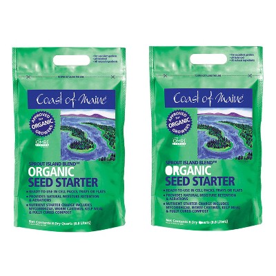 Coast of Maine Sprout Island Organic Seed Starter with All Natural Ingredients for Root Plant Cuttings and Seed Germination, 8 Quarts (2 Pack)