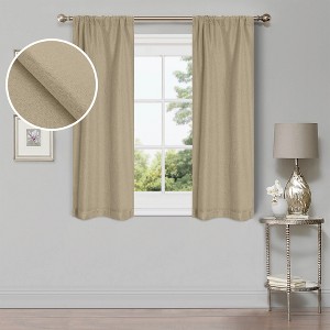 Classic Linen Design Room Darkening Semi-Blackout Curtains, Set of 2 by Blue Nile Mills - 1 of 4