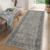 Faux Wool Vintage Distressed Floral Printed Area Rug with Floral  Vintage Design  Ultra Thin Low Pile Machine Washable Non Slip Stain Resistant Non - 3 of 4