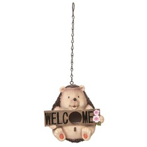 Transpac Resin 6.75" Brown Spring Garden Hedgehog Welcome Birdhouse - 1 of 2