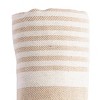 HomeRoots 59" X 71" Beige and Ivory Cotton Striped Turkish Towel Throw Blanket with Tassels - 4 of 4