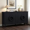 4-Door Sideboard Cabinet with French Frame Design, Adjustable Shelves, MDF Body & Rubber Wood Legs, Storage Buffet for Dining Room, Kitchen - 3 of 4