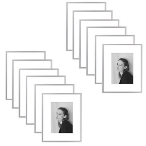 Golden State Art 8x10 Aluminum Metal Picture Frame with White Mat for 5x7 Photo-Pack of 12 - 1 of 4