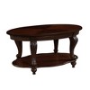 Hostack 42'' oval wood coffee table with 2-Tiers and Open Storage Shelf for Living Room, Cherry - 2 of 4