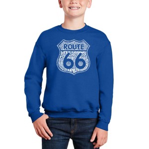 LA Pop Art Route 66 - Life Is A Highway - Boy's Word Art Crewneck Sweatshirt - 1 of 3