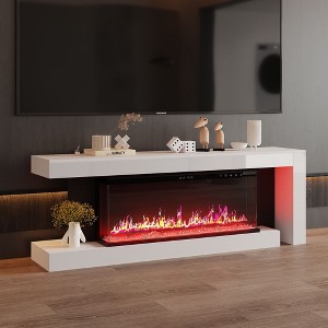 Famapy 2-in-1 TV Stand,Electric Fireplace with Decorative Crystals,Floating Top,0-8H Timer,Adjustable Color/Heat/Brightness,Stylish Living Room Gift - 1 of 4