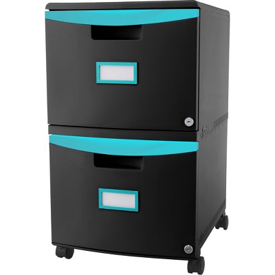Storex 2-Drawer Filing Cabinet with Wheels Letter/Legal - Black/Teal